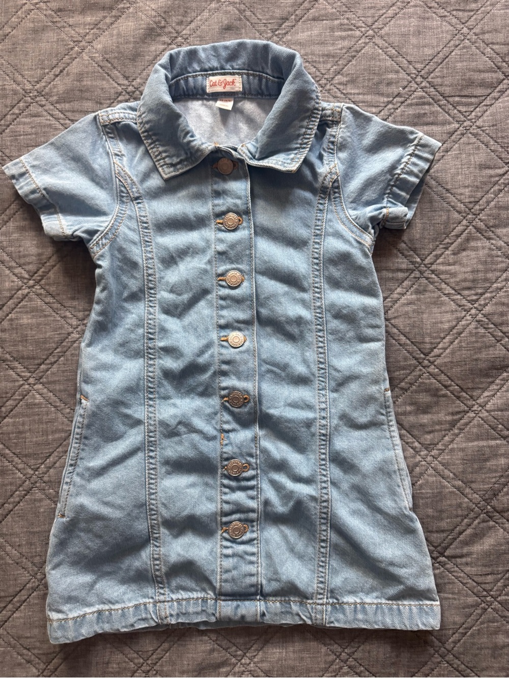 Cat & Jack Light Blue Denim Button-Front Kids Jacket Dress